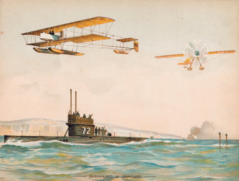 Ubåter og sjøfly (chromolitho) av English School