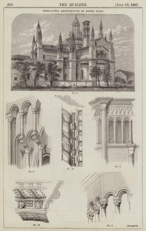 Terra-Cotta-arkitektur i Nord-Italia (gravering) av English School