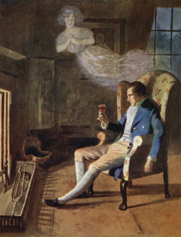Ungkarens julaften (farge litho) av English School