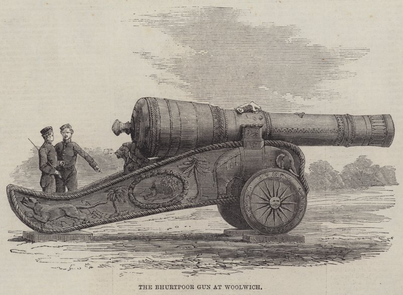 The Bhurtpore Gun at Woolwich (gravering) av English School