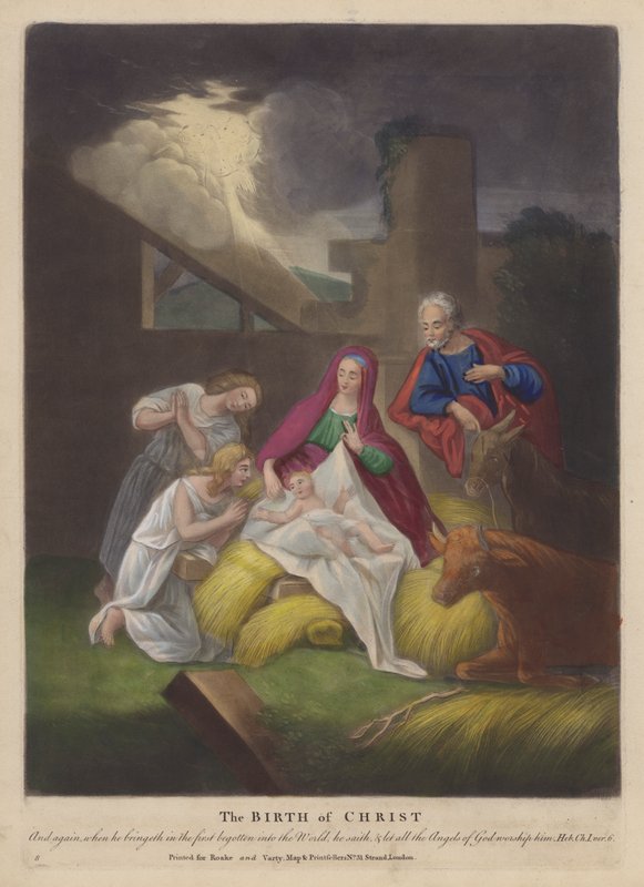 Kristi fødsel (farge litho) av English School