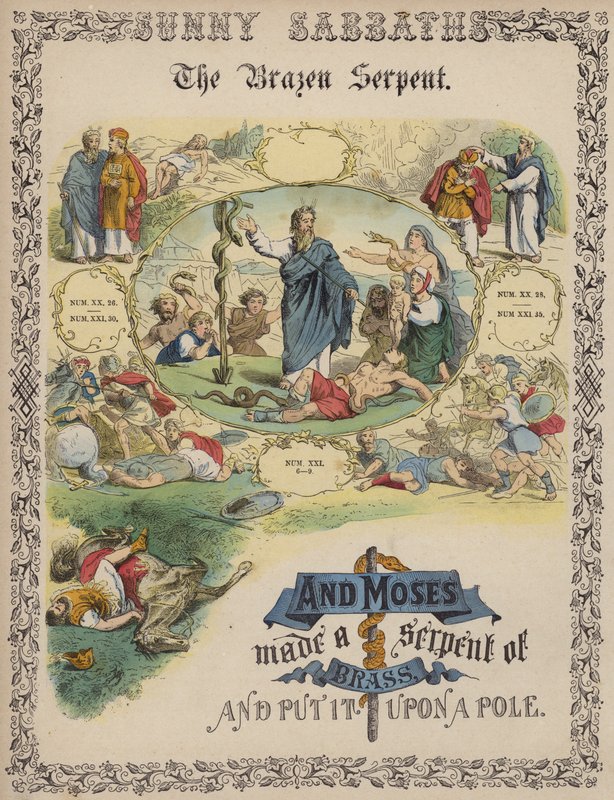 The Brazen Serpent (farget gravering) av English School