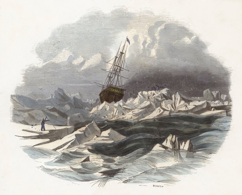 The Breaking up of Ice-floes (farget gravering) av English School