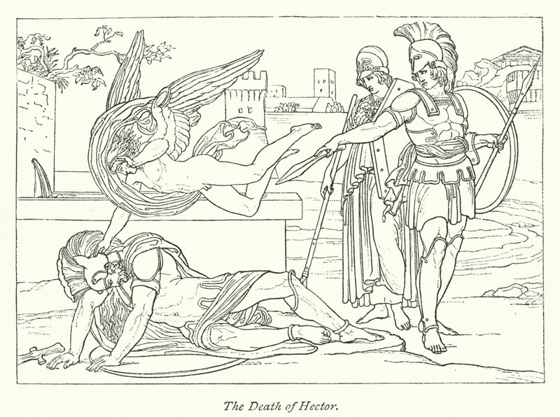 The Death of Hector (litho) av English School