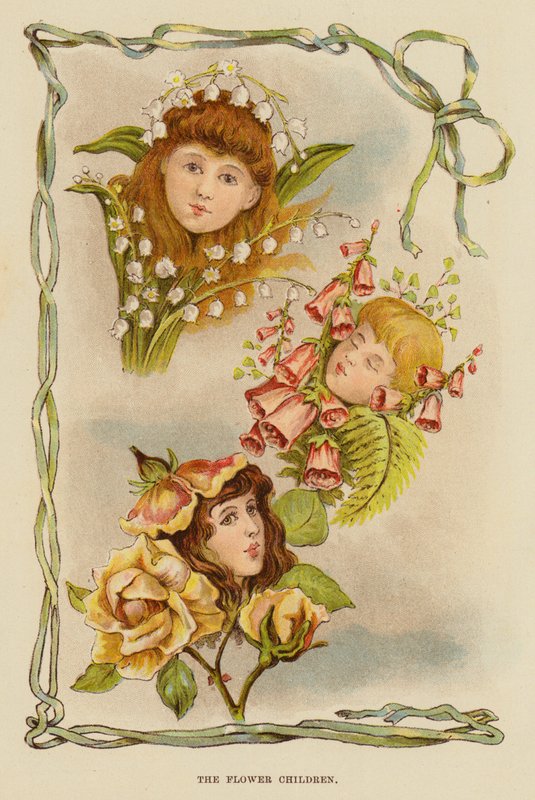 Blomsterbarna (farge litho) av English School