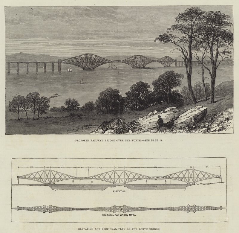 The Forth Bridge (gravering) av English School