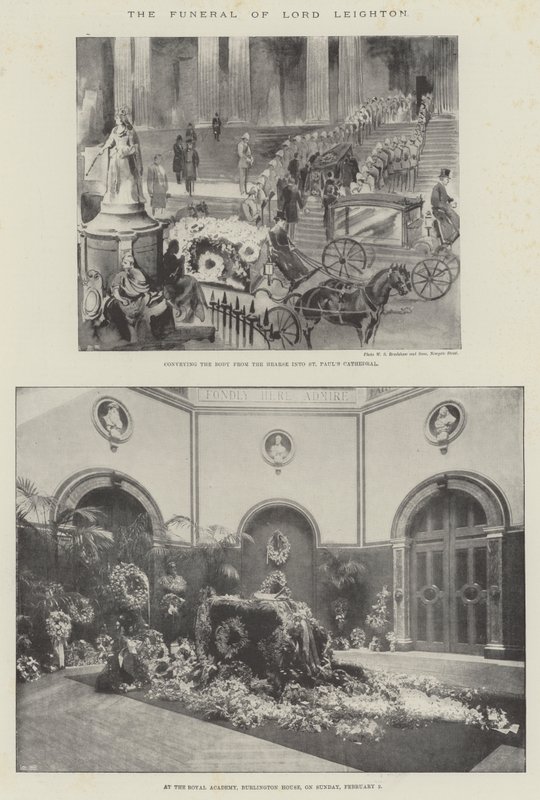 Begravelsen til Lord Leighton (litho) av English School