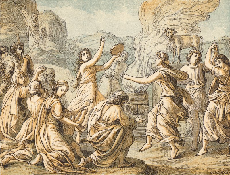 The Golden Calf (farget gravering) av English School