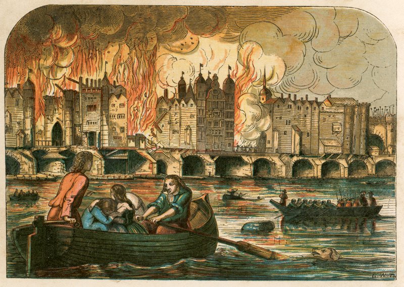 Den store brannen i London, 1666 av English School