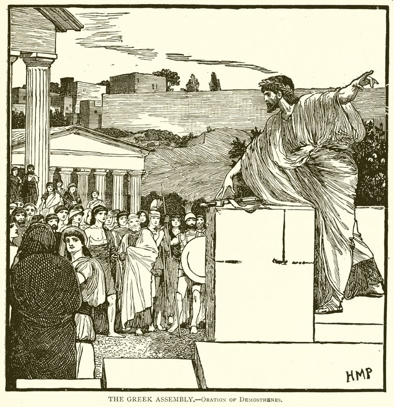 Den greske forsamlingen.--Oration of Demosthenes av English School