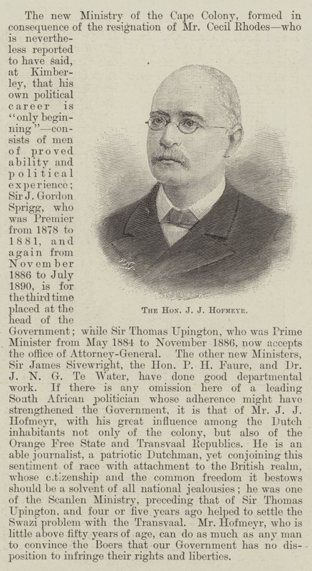 Den ærede J J Hofmeyr (gravering) av English School