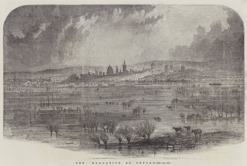 The Inundation at Oxford (gravering) av English School