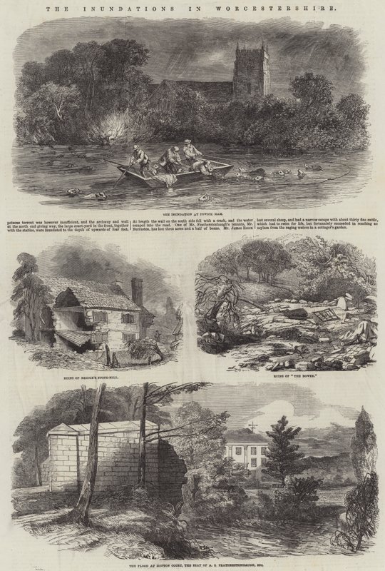 The Inundations in Worcestershire (gravering) av English School