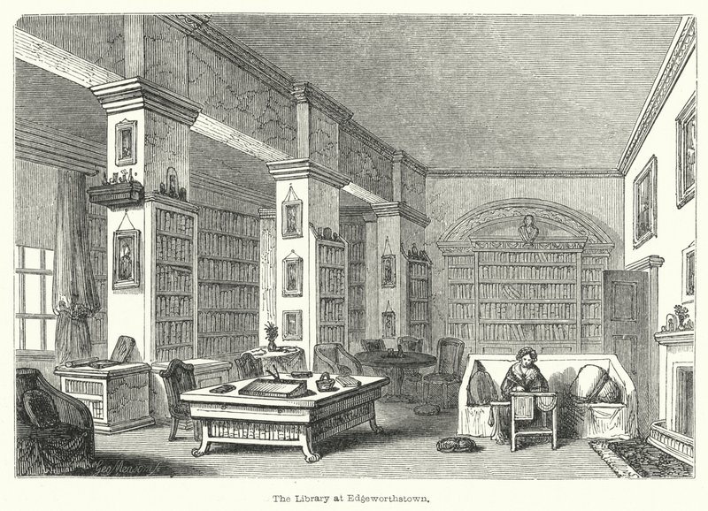 Biblioteket i Edgeworthstown (gravering) av English School