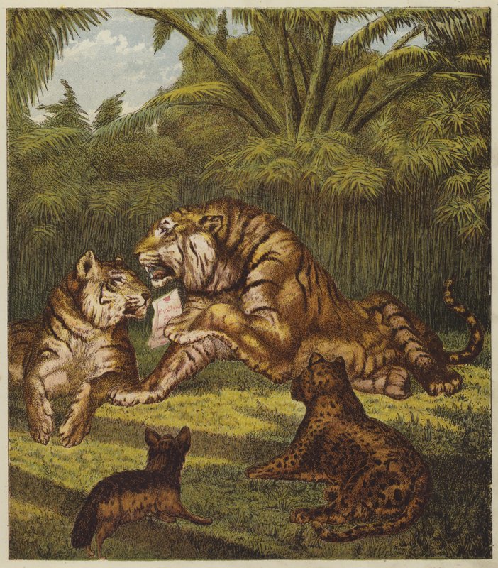 Løvens mottak (farge litho) av English School