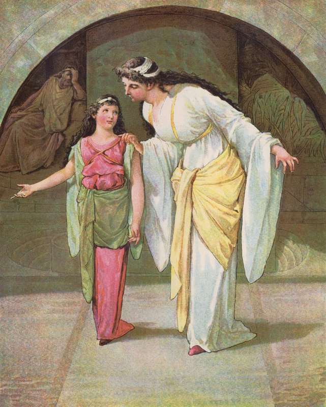 The Little Captive Maid (farge litho) av English School
