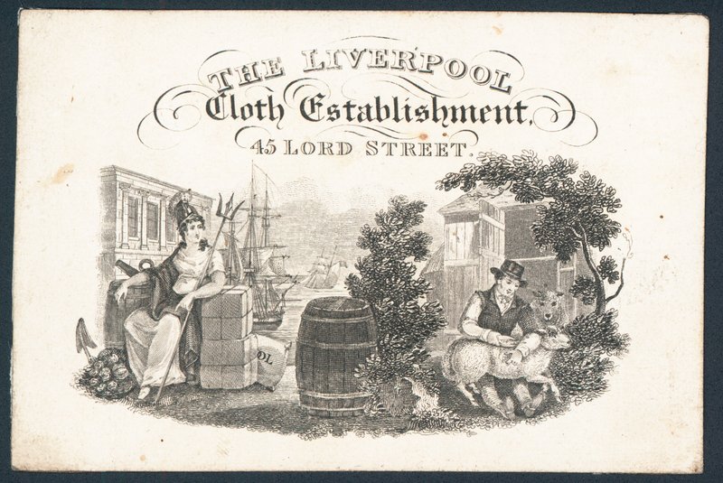 The Liverpool Cloth Establishment, handelskort av English School