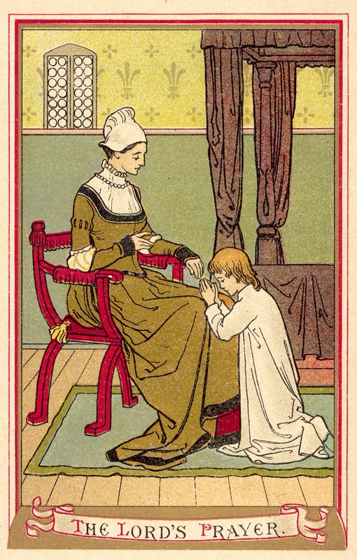 Herrens bønn (farge litho) av English School