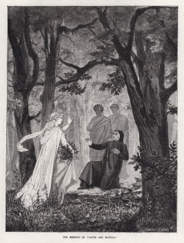 Møtet til "Dante og Matilda" (gravering) av English School