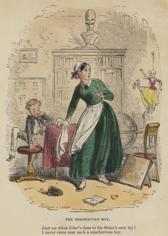 The Mischievous Boy (farget gravering) av English School