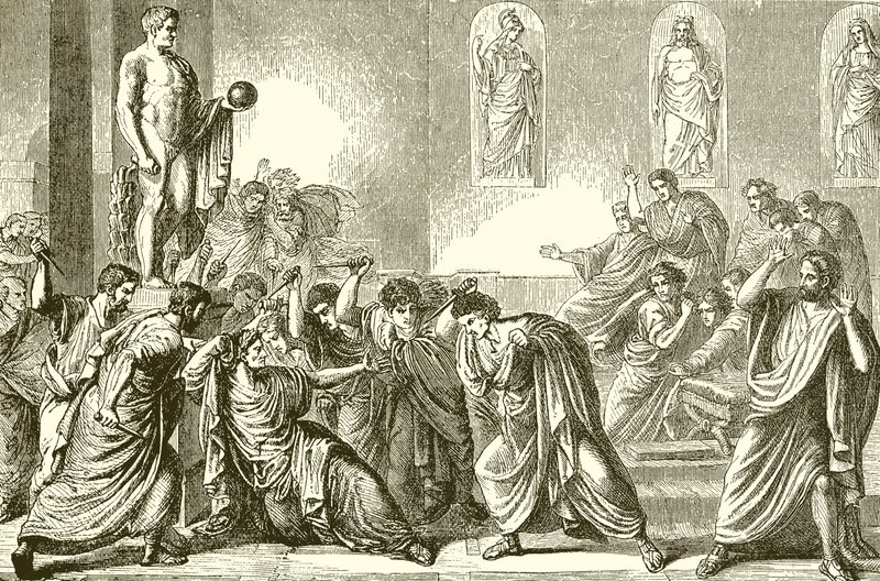 Mordet på Julius Caesar (gravering) av English School