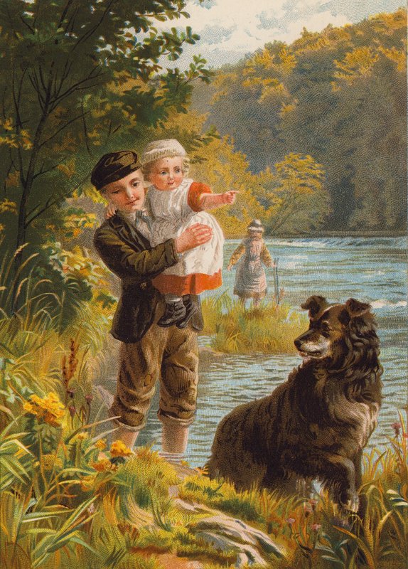 Den nærmeste veien (farge litho) av English School