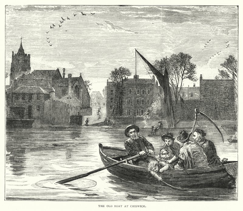 Den gamle båten ved Chiswick (gravering) av English School