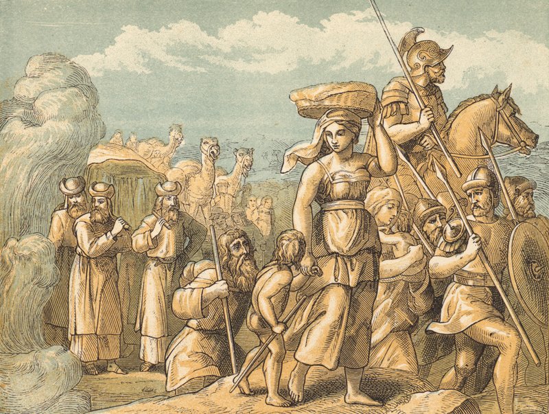 Passasjen over Jordan (farget gravering) av English School