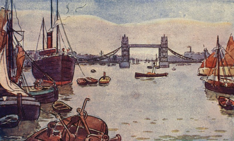 The Port of London (farge litho) av English School