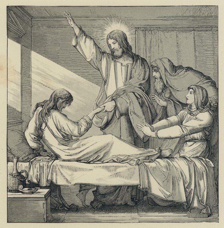 The Raising of Jairus' Daughter (gravering) av English School