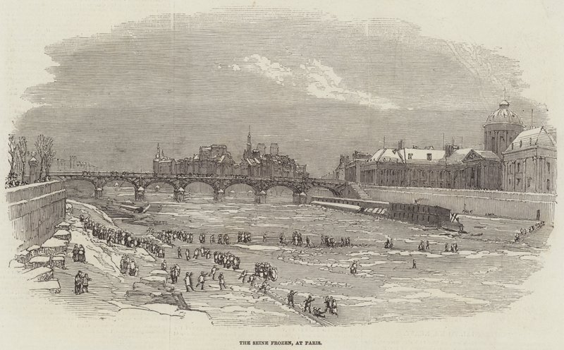 The Seine Frozen, i Paris (gravering) av English School