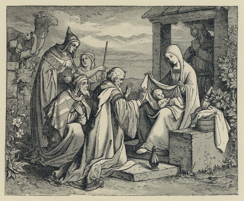 Shepherds adoring (gravering) av English School