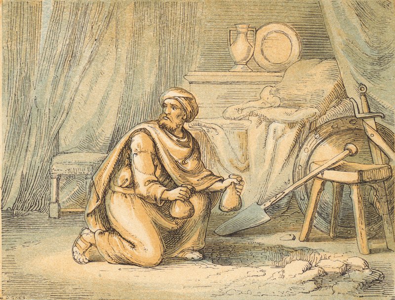 The Sin of Achan (farget gravering) av English School