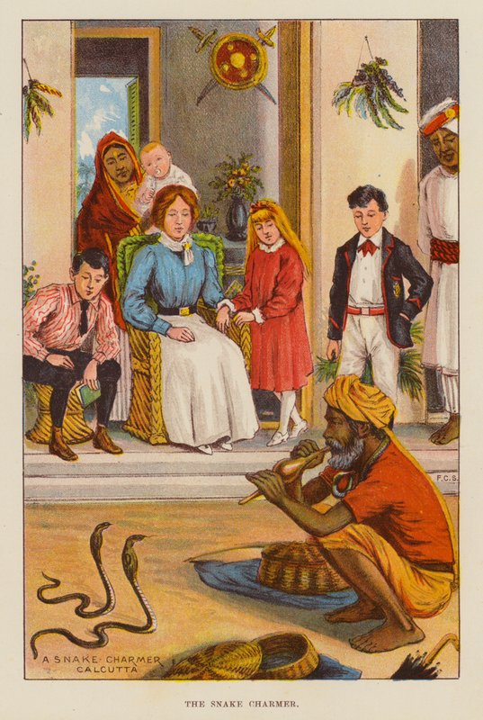 The Snake Charmer (farge litho) av English School