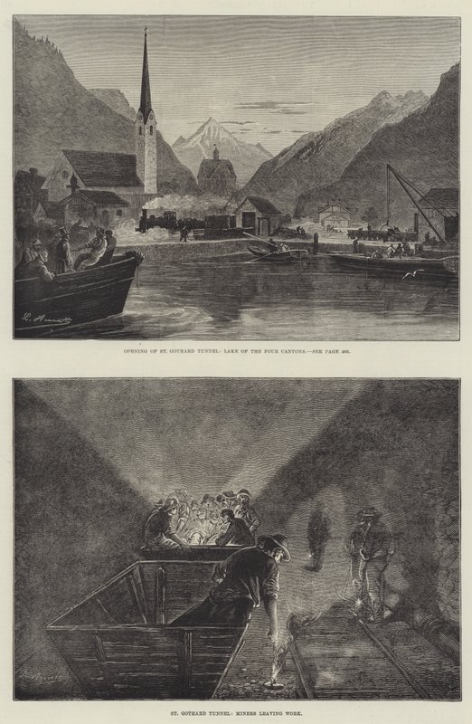 St Gothard Railway Tunnel (gravering) av English School