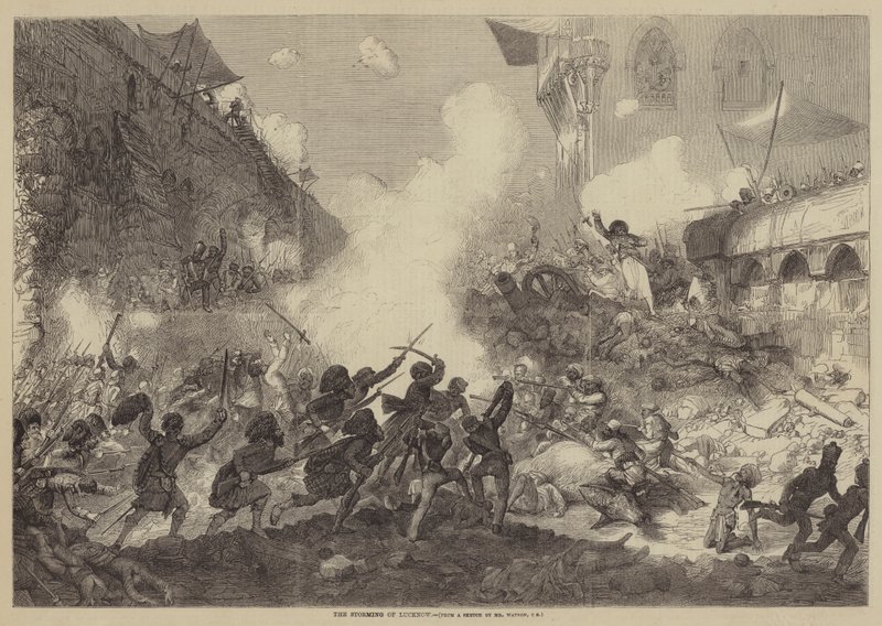 The Storming of Lucknow (gravering) av English School