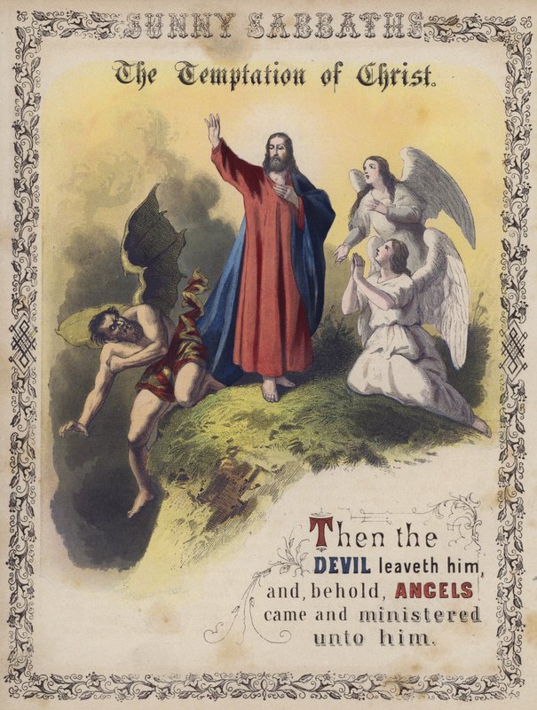The Temptation of Christ (farget gravering) av English School