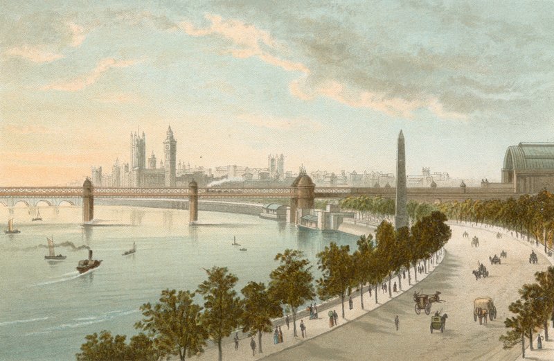 Themsen Embankment - ser mot vest av English School