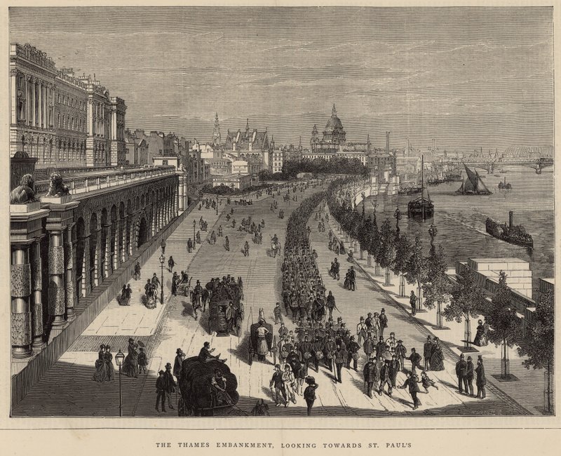 Themsen Embankment, ser mot St Pauls av English School