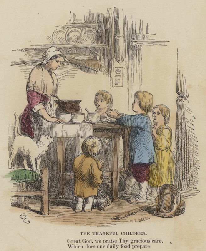 The Thankful Children (farget gravering) av English School