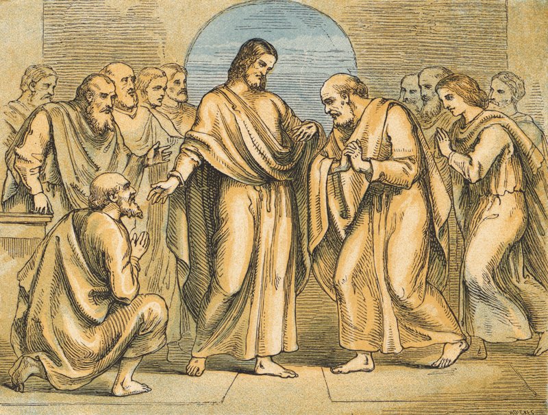 The Unbelief of Thomas (farget gravering) av English School