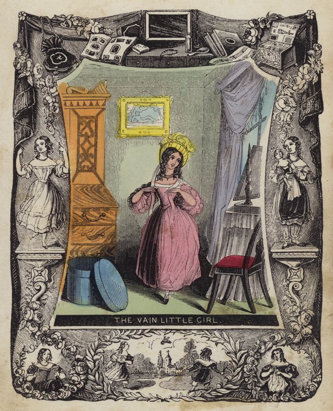 The Vain Little Girl (farget gravering) av English School