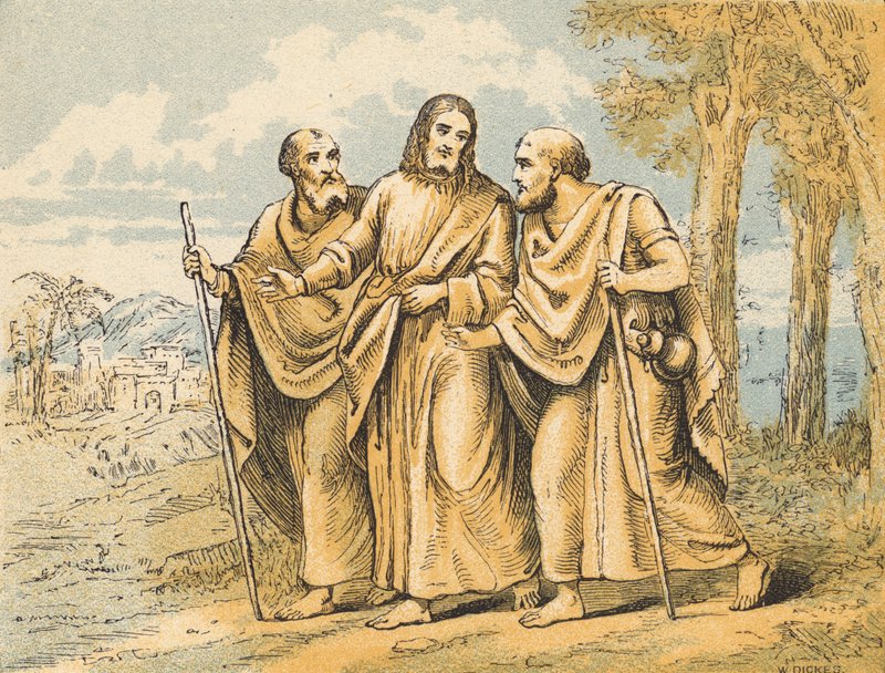 The Walk to Emmaus (farget gravering) av English School