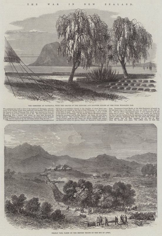 The War in New Zealand (gravering) av English School