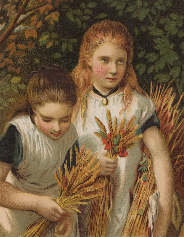 The Young Gleaners (chromolitho) av English School