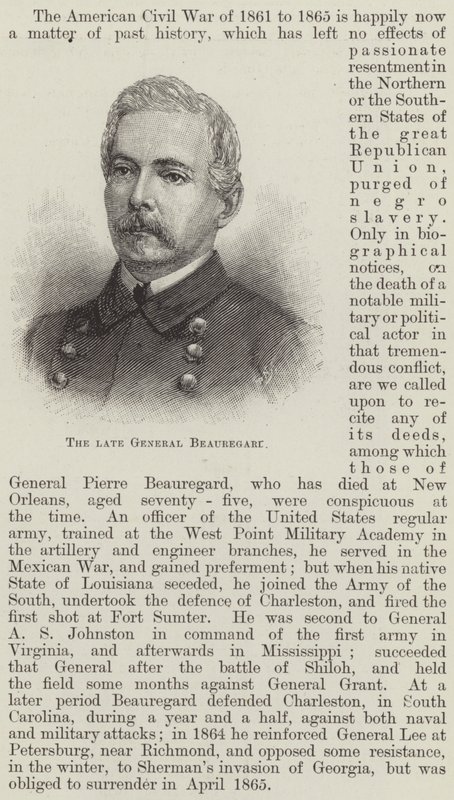 Avdøde general Beauregard (gravering) av English School