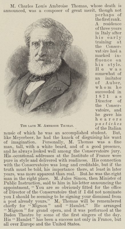 Avdøde M Ambroise Thomas (gravering) av English School