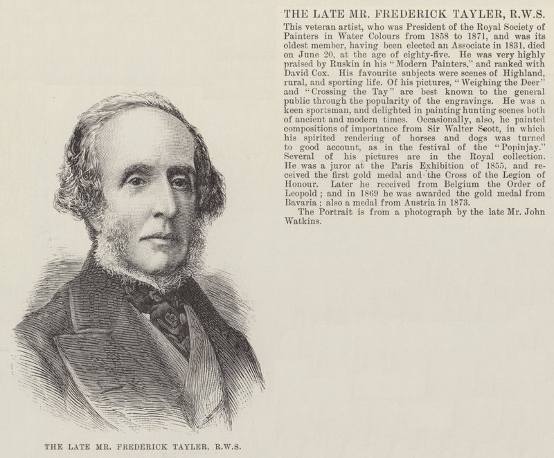 Avdøde Mr Frederick Tayler, RWS (gravering) av English School