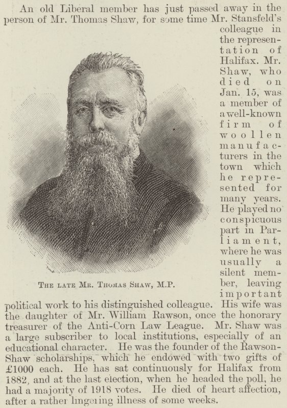 Avdøde Thomas Shaw, MP (gravering) av English School