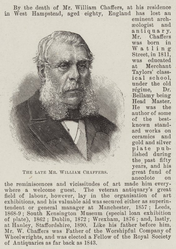 Avdøde Mr William Chaffers (gravering) av English School
